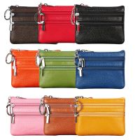 Womens Genuine Leather Coin Purse Mini Pouch Change Wallet with Keychain