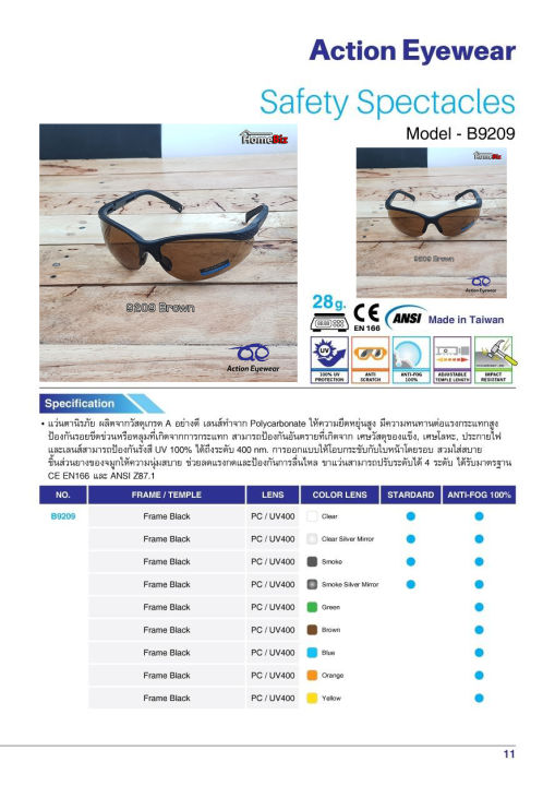 action-eyeware-รุ่น-9209-brown-แว่นตานิรภัย-แว่นกันแดด2020-แว่นตากันuv-แว่นกันแดดผู้ชาย-แว่นตาราคาถูก-action-eyeware-แถมฟรีซองผ้าใส่แว่น