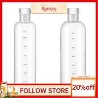 APRRERY 500ML/750ML ของขวัญ ฟิตเนส เครื่องแก้ว กลางแจ้ง มีเครื่องหมายบอกเวลา ขวดน้ำแก้ว กีฬาท่องเที่ยว โปร่งใส