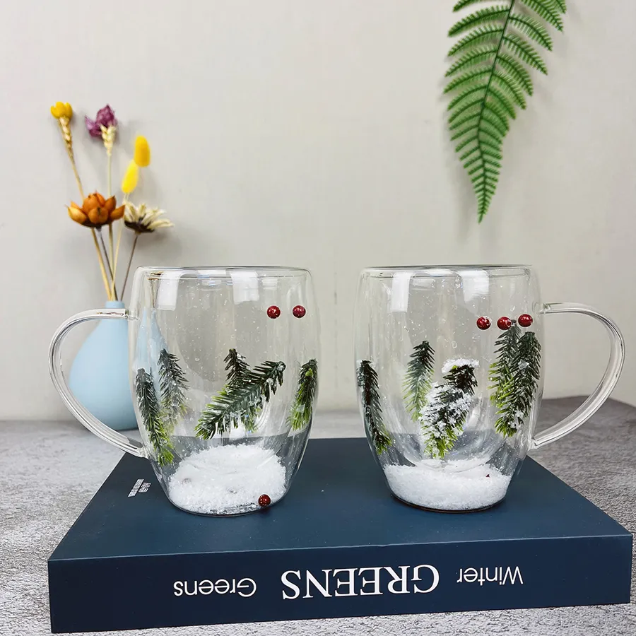 Double Wall Glass Heat Resistant Tea Coffee Cups Dry Flowers