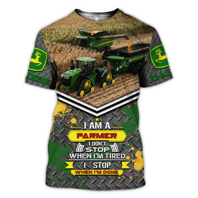 Arrive at John Dill Tractor 3D All Print Fashion Casual Dress Crew Neck T-shirt