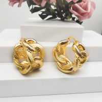 Hoop Earrings For Women High Quality Knot Irregular Copper African Nigeria Large Style Fashion Jewelry Golden Earrings For Party