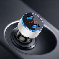 Dual USB Car Charger 3.1A หัวชาร์จในรถยนต์ หัวชาร์จโทรศัพท์มือถือ ที่ชาร์จเร็ว 2 พอร์ต ไฟแสดงโวลท์, แอมป์ LED อแดปเตอร์ หัวชาร์จในรถ สำหรับมือถือทั่วไป