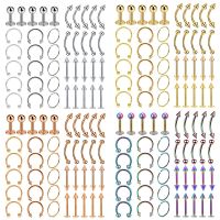 40PCS Surgical Steel Body Piercing Jewelry Lot Bulk Nose Ring Tongue Bar Lot Eyebrow Labret Piercing Set Horseshoe Ring Lot Pack Body jewellery