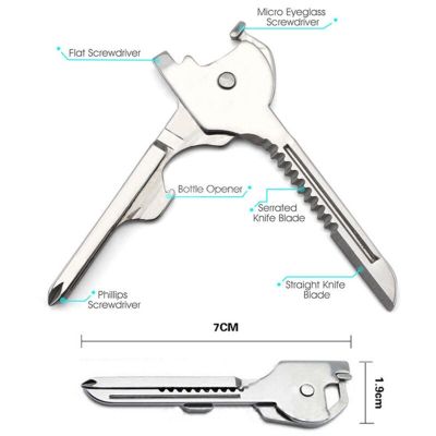 ：“{—— 1PC EDC Multitool Wrench 6 In 1 Stainless Steel Key Ring Chain Pendant Pocket Cutter Mini  Unboxing  Screwdriver