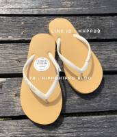 สายเล็ก  สีเหลือง พาสเทล หูขาว  Pastel Yellow White Slim Hippo shoe รองเท้าแตะฮิปโป   No.36-37-38