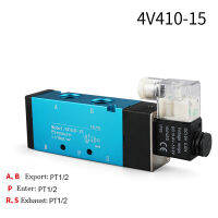 Injap แม่เหล็กไฟฟ้า Pneumatik Injap 4v410-15ขดลวดแม่เหล็กไฟฟ้า5คาร่า2 Kedudukan DC12V 24V AC110V 220V