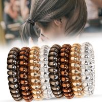 4Pcs/set Telephone Wire Hair Ties Women Girls Solid Color Elastic Hair Bands Spiral Coil Rubber Bands Ponytails Hair Accessories Hair Accessories