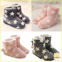 WRAPPE รองเท้ารองเท้าบูทอบอุ่นด้วยเฟอร์ของผู้หญิง1คู่ผู้หญิงรองเท้าหิมะรองเท้าแตะรองเท้าผ้ากำมะหยี่
