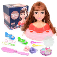 2021Kids Fashion Toy Children Makeup Pretend Playset Styling Head Doll Hairstyle Beauty Game with Hair Dryer Birthday Gift For Girls