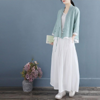 Chinese Style Women Linen Shirt Tops Vintage Retro Shirt Cardigan Coat Fairy Tai Chi Uniform Tang Suit Breathable Casual Hanfu