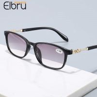 Elbru New Square frame Reading Glasses Women 39;s Fashion HD Gradient Lenses Presbyopic Eyeglasses 1 1.5 2 2.5 3 3.5 4 For Reader