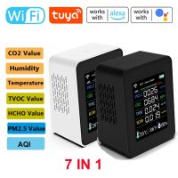 Tuya 3/5/6/7 in 1 Wifi/No Wifi Air Quality Meter PM2.5 CO2 TVOC HCHO AQI Temperature Humidity Tester TFT Carbon Dioxide Detector