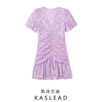 KASLEAD new womens European and American wind v-neck hubble-bubble sleeve hollow embroidery dress 5107304 656 ❤