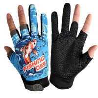 Fishing Fishing Gloves Thin Breathable Sunscreen Outdoor Riding Fishing Fishing Gloves Non-slip Wear-resistant Mens Three Fingers M/L