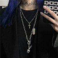 2021New Personality Cross Square Metal Multilayer Hip hop Long Chain Cool Simple Necklace For Women men Jewelry Gifts 19