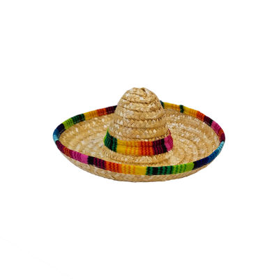 Mini Gift Decoration Mexican Style Straw Hats Party Accessory Eco-friendly Durable Dog Cap Birthday Toy Colorful Edges Home