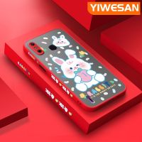 YIWESAN เคสสำหรับ Infinix Smart 4เคส4C X653รูปกระต่ายการ์ตูนมีน้ำค้างแข็งโปร่งใสสีพีชแบบแข็งด้านข้างขอบสี่เหลี่ยมเคสนิ่มป้องกันกล้องปลอกซิลิโคนกันกระแทก