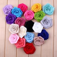 120pcslot 4cm 20colors Mini Satin Ribbon Rose Flowers For Girls Hair Accessories Artificial Fabric Flowers For Kids Headbands