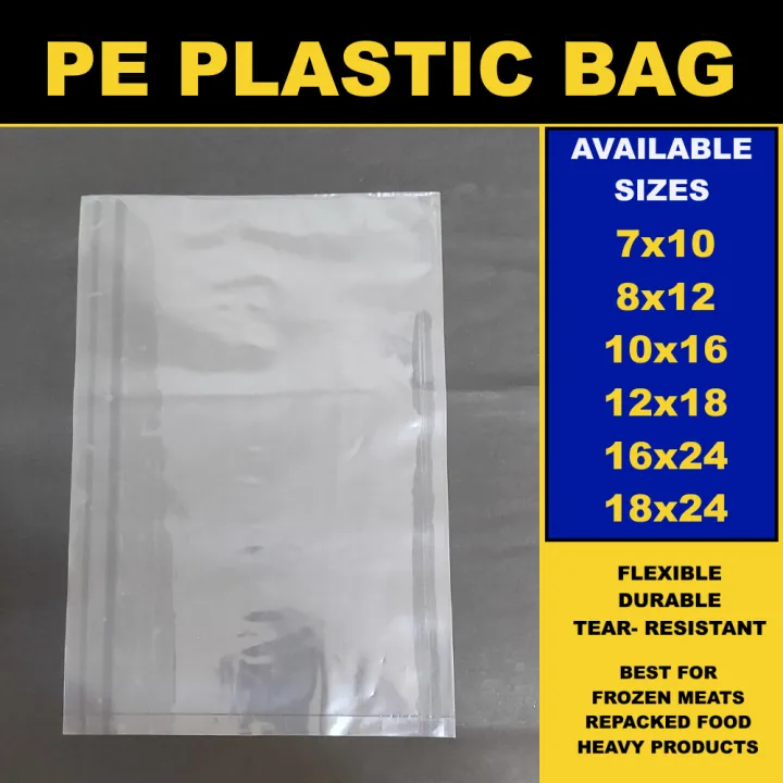 100pcs] 7x10 PE, 8x12 PE, 10x16 PE, 12x18 PE, 16x24 PE, 18x24 PE (Polyethylene) Plastic Bags for Frozen Meat Products, Food Repacking, etc. | Lazada PH