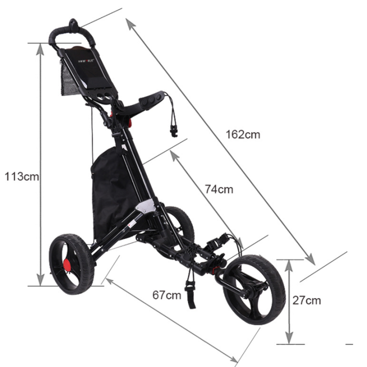รถกอล์ฟแบบ-nsbk53eemmt-รถเข็นอลูมิเนียมน้ำหนักเบาพับได้3ล้อรถเข็นขนของกอล์ฟรถเข็นกอล์ฟ-w-กระเป๋าเก็บของและผู้ถือเครื่องดื่ม-foo