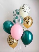 10pcs Palm Leaf Leopard Forest Green Pink Balloons Animal Print Balloons Wild One Safari Party Tropical Jungle Party Decor Balloons