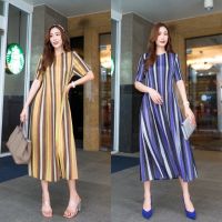 ส่งเร็ว! Striped Izzey Dress Plzzzเดรสพลีทแบบงาน Brand งานเกาหลีแท้ ?? สวยเกรด Premium ??..ดีไซน์ เรียบหรู สวยงามมากกก