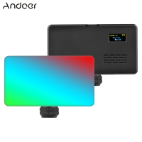 Andoer พ็อกเก็ต RGB ไฟวิดีโอ LED เติมแสง2500K-9000K หรี่แสงได้20เอฟเฟกต์แสงแบตเตอรี่ในตัวพร้อมอะแดปเตอร์เมาท์รองเท้าเย็นสำหรับ Vlog Selfie สตรีมมิ่งสดการประชุมทางวิดีโอแสง