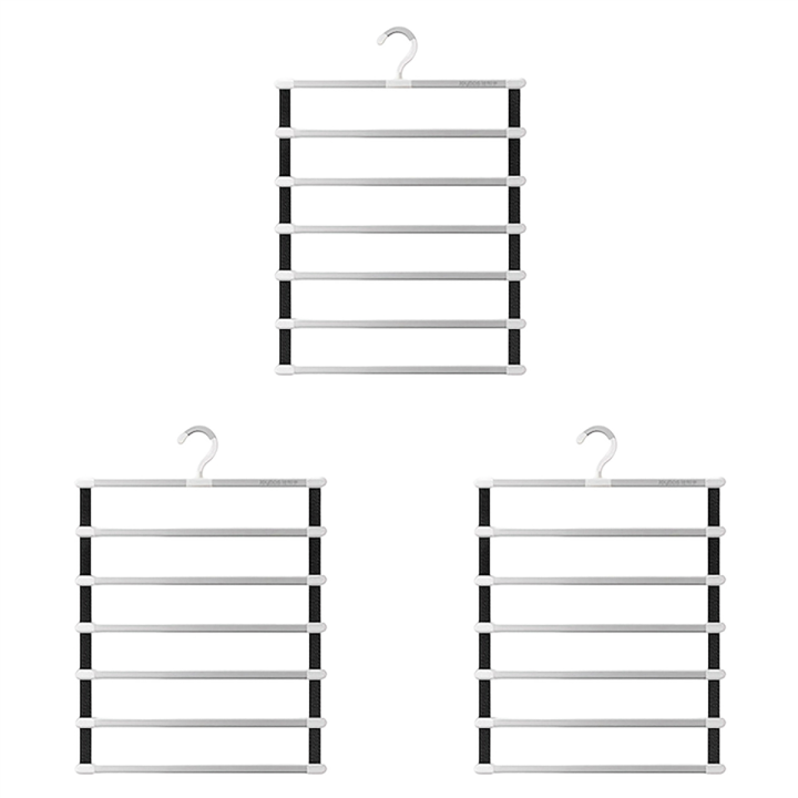 3x-6ชั้นไม้แขวนกางเกงประหยัดพื้นที่กางเกงชั้นเก็บของตู้เสื้อผ้าตู้เสื้อผ้าตู้เสื้อผ้าหลายชั้นชั้นวางกางเกงเสื้อผ้า