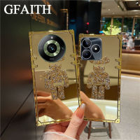 GFAITH เคส Realme เคสโทรศัพท์11 Pro + / Realme 11 Pro / Realme C53 / 10 Pro + 5G RealmeC53เคสหมีทองแฟชันหรูหราทำจากวัสดุขอบเรียบแข็งสะท้อนแสง