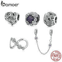 BAMOER Retro ดอกไม้ Charms 925เงินสเตอร์ลิงลายดอกไม้วินเทจโซ่เพื่อความปลอดภัยสำหรับผู้หญิงสร้อยข้อมือหรือกำไลข้อมือแฟชั่นเครื่องประดับ SCC2096