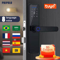 PHIPULO Tuya สมาร์ทประตูล็อค Biometric WiFi ลายนิ้วมือประตูล็อคระยะไกล Keyless ปลดล็อคสำหรับ 30-65 มม. ประตู Thickn-hjgytyuuiytt