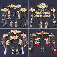 Chinese show and Hanfu bridal tiara suit tassels Feng Guanxia hair accessories wedding red costume show