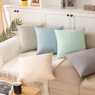 [COD] Plain and linen thickened square pillow solid home cushion modern big living room back