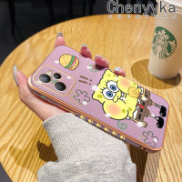 Chenyyyka Caing สำหรับ Realme C35 C31 Narzo 50A Prime GT C30 C30s Narzo 50i เคสการ์ตูนน่ารักลวดลายสพันชบ็อบสแควร์แพนท์ใหม่กรอบสี่เหลี่ยมชุบซิลิก้าเจลนิ่มกันกระแทกเคสมือถือฝาครอบป้องกัน