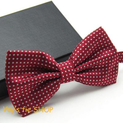 Polka Dots bowtie Jacquard White Dot Bow Ties Wine Red