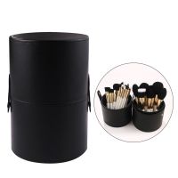 Waterproof Women Big PU Leather Makeup Brush Case Holder Cosmetic Pen Tools Organizer Cylinder Bucket Travel Storage Container