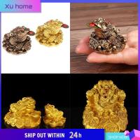 XU HOME ทองสีทอง เงินคางคก ของขวัญนำโชค ฟอร์จูนเดอร์ เหรียญกบสีทอง Feng Shui นำ เรซิน กบงานฝีมือ เครื่องประดับบนโต๊ะ