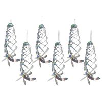6 Pack Bird Repellent Spiral Reflectors Silver Mylar Spinner, Hanging Reflective Bird Deterrent Device Garden Decorative