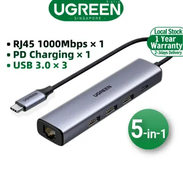UGREEN USB 3.0 Ethernet Adapter Hub with RJ45 10/100/1000 Gigabit Ethernet  Converter LAN Wired Network Adapter 3 Ports USB 3.0 Hub for MacBook, iMac,  Surface Pro, Chromebook, Laptop, PC 