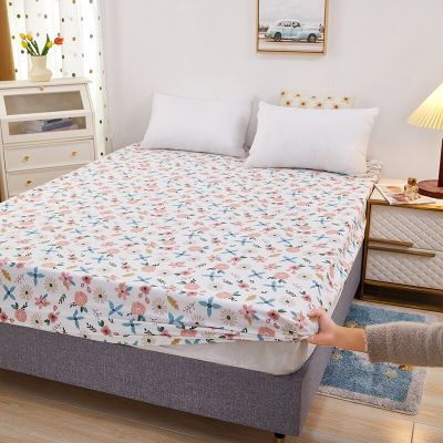 1ชิ้นผ้าฝ้าย100% พิมพ์ลายดอกไม้ผ้าปูที่นอนพอดีผ้าคลุมฟูกคู่สี่มุมผ้าปูที่นอนชุดผ้าปูเตียงสำหรับเด็ก