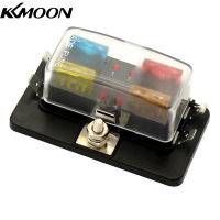 KKmoon กล่องฟิวส์ใบมีด4ทิศทางพร้อมไฟ LED บล็อกฟิวส์สำหรับรถยนต์เรือ Marine Caravan 12V 24V