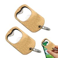 ❖✈ 2pcs Wooden Bottle Opener Keychain Stainless And Beech Beer Can Opener Household Kitchen Bar Tool For Home Soda Glass Caps