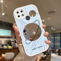 เคสสำหรับ CaseRealme เคส C25Realme C25S/Realme C25Y เงินพื้นผิวกระจกซิลิโคนนิ่มเคสมือถือกันกระแทกพร้อมเคสป้องกันกล้องเลนส์คลุมทั้งหมด