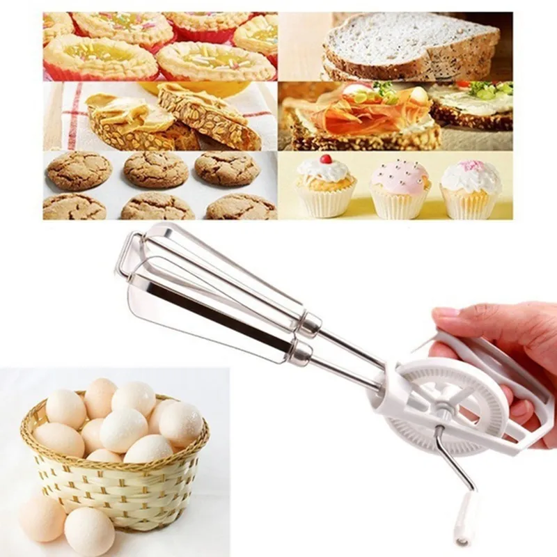 Hariumiu Hand Rotary Cranked Egg Beater Stainless Steel Manual