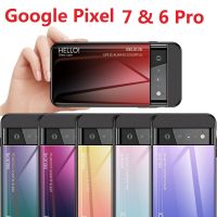 ℡₪ Colorful Silicone For Google Pixel 7 7A 5a 6a 6 Pro Glass Case Gradient Mirror Hard Cover