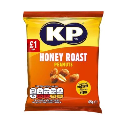สินค้ามีจำกัด (x2) KP Honey Roast Peanuts 65g เคพี ถั่วลิสงอบน้ำผึ้ง 65กรัม