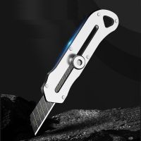 Heavy Duty Stainless Steel Utility Knife Retractable 18mm Black Steel Blades Box Cutter Carpet Knife for Cardboard RopeVinyl