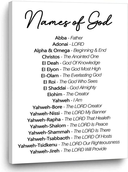 God Names Poster Print Bible Verse Canvas Painting for Home Decor Names ...