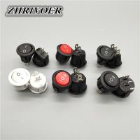 5Pcs KCD1-105 Diameter Small Round Boat Rocker Switch Black Mini Round Black White Red 2Pin 3Pin ON-OFF ON-OFF-ON Rocker Switch Push Button